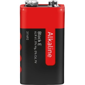 Batteria alcalina 9V E per dispositivi con richiesta di energia costante.