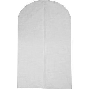 Copriabiti bianco in PEVA taglia S con zip per una conservazione senza polvere.