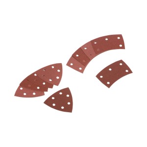 Tamponi abrasivi LUX K80 per multiutensile, 2 pezzi, marrone rossiccio con fori.