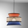 Lampadario a sospensione Gazebo 1xE27 d40x200 cm arancione+blu+rattan nat_2