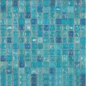 Piastrelle mosaico in vetro turchese e blu per bagno e cucina.