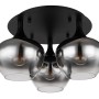 Plafoniera nera Globo Maxy con 3 paralumi in vetro fumé (Ø 45cm).