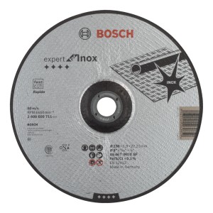 Disco da taglio Bosch Expert Inox, Ø 230 mm, per smerigliatrici angolari. Per tagliare l'acciaio inossidabile.