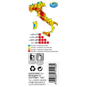 Infografica sul trattamento dei filtri acqua in Italia per zone di temperatura.