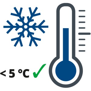 Simbolo della modalità di ricarica invernale (sotto i 5°C) del caricabatterie Einhell CE-BC 2 M.