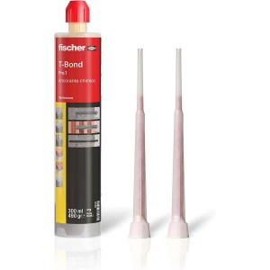 Cartuccia di malta a iniezione Fischer T-Bond Pro.1 con due miscelatori statici.