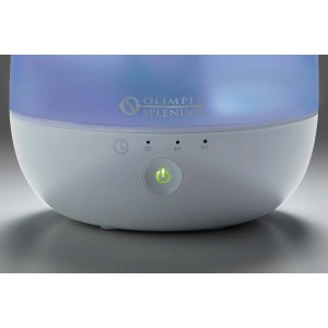 Umidificatore t.b.t. con corpo bianco e illuminazione colorata.