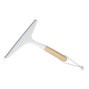 t.b.t. tergivetro doccia con manico in legno e lama bianca.