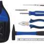 Set di attrezzi LUX Classic, 7 pezzi con borsa, martello, pinze, cacciavite, coltello e metro pieghevole.