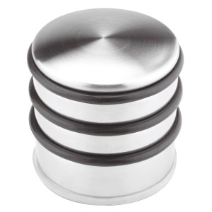 Fermaporta CMI in acciaio inox, cilindrico con anelli in gomma, antiscivolo.