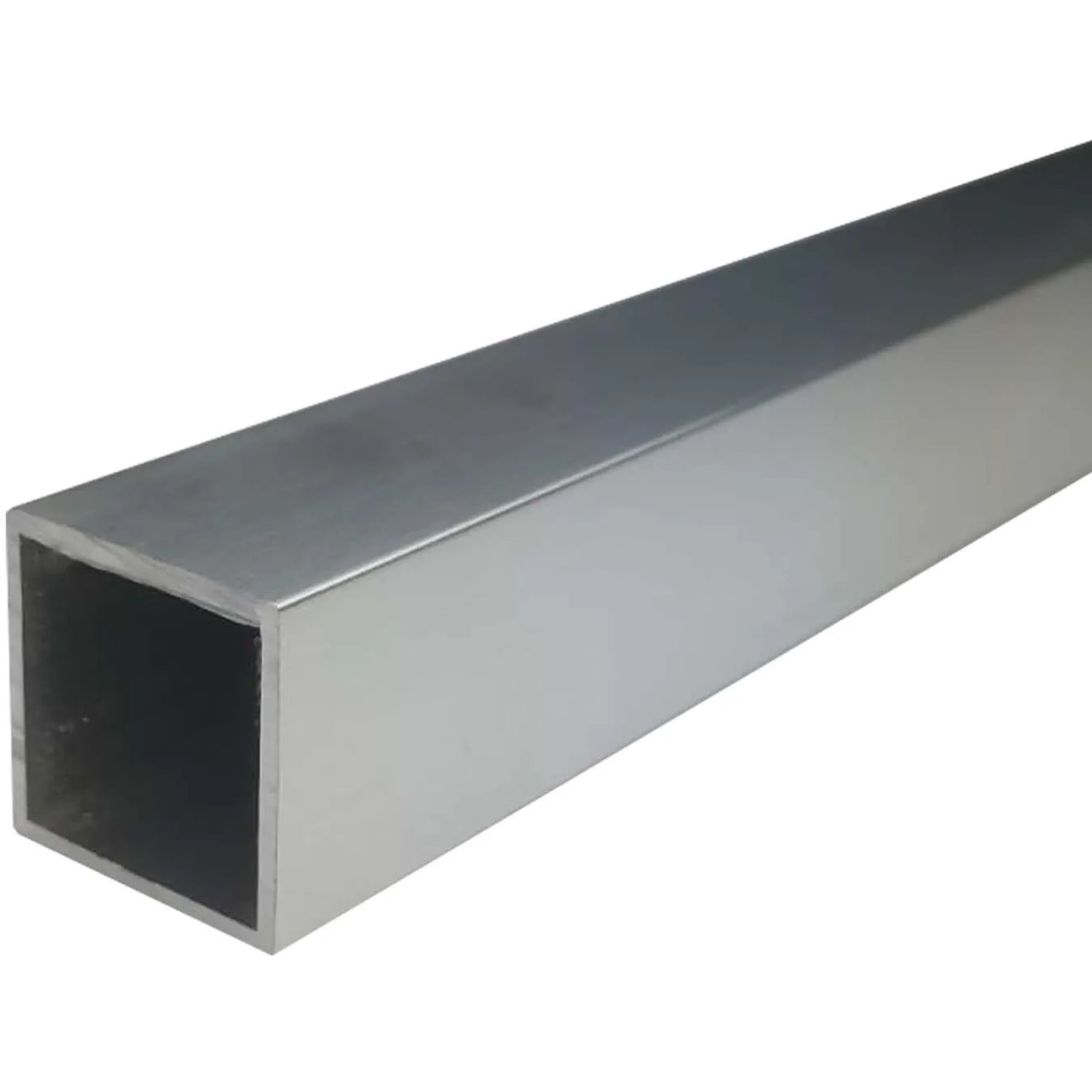 Profilo quadrato in alluminio anodizzato argento, 2x2x200 cm, per diverse applicazioni.
