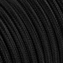 Cavo tessile nero per lampade, dettaglio. Componente per la costruzione di lampade.