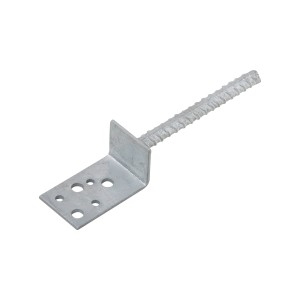 Supporto per montante a L da cementare, 150x50x40 mm, acciaio zincato a caldo, per strutture in legno esterne.