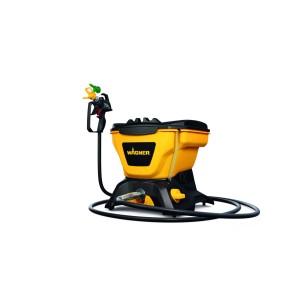 Sistema di verniciatura a spruzzo airless Wagner Control 150 M, giallo/nero, con tubo e pistola a spruzzo.