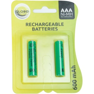 Globo batterie di ricambio per luci solari, 2 batterie AAA, 600 mAh, ricaricabili.