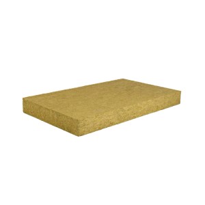 Pannello isolante giallo in lana di roccia per isolamento termico e acustico.