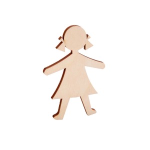 Figura in legno di ragazza, grezza per bricolage e pittura, accessori per artisti.