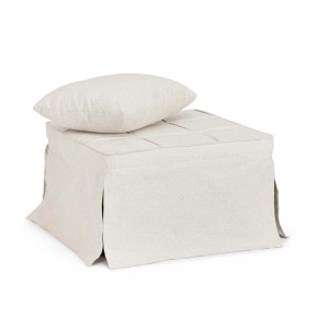 Pouf beige con cuscino, quadrato, rivestimento in tessuto.