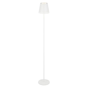 Lampada da terra a batteria bianca Brilo Kiki, regolabile in altezza e dimmerabile, per interni ed esterni.