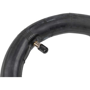 Camera d'aria nera per bicicletta con valvola per pneumatici.