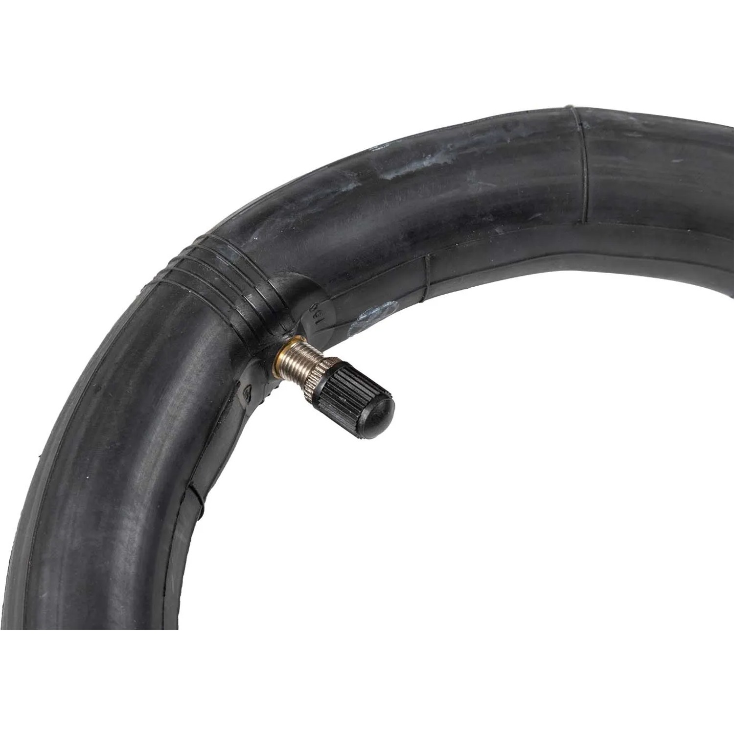 Camera d'aria nera per bicicletta con valvola per pneumatici.