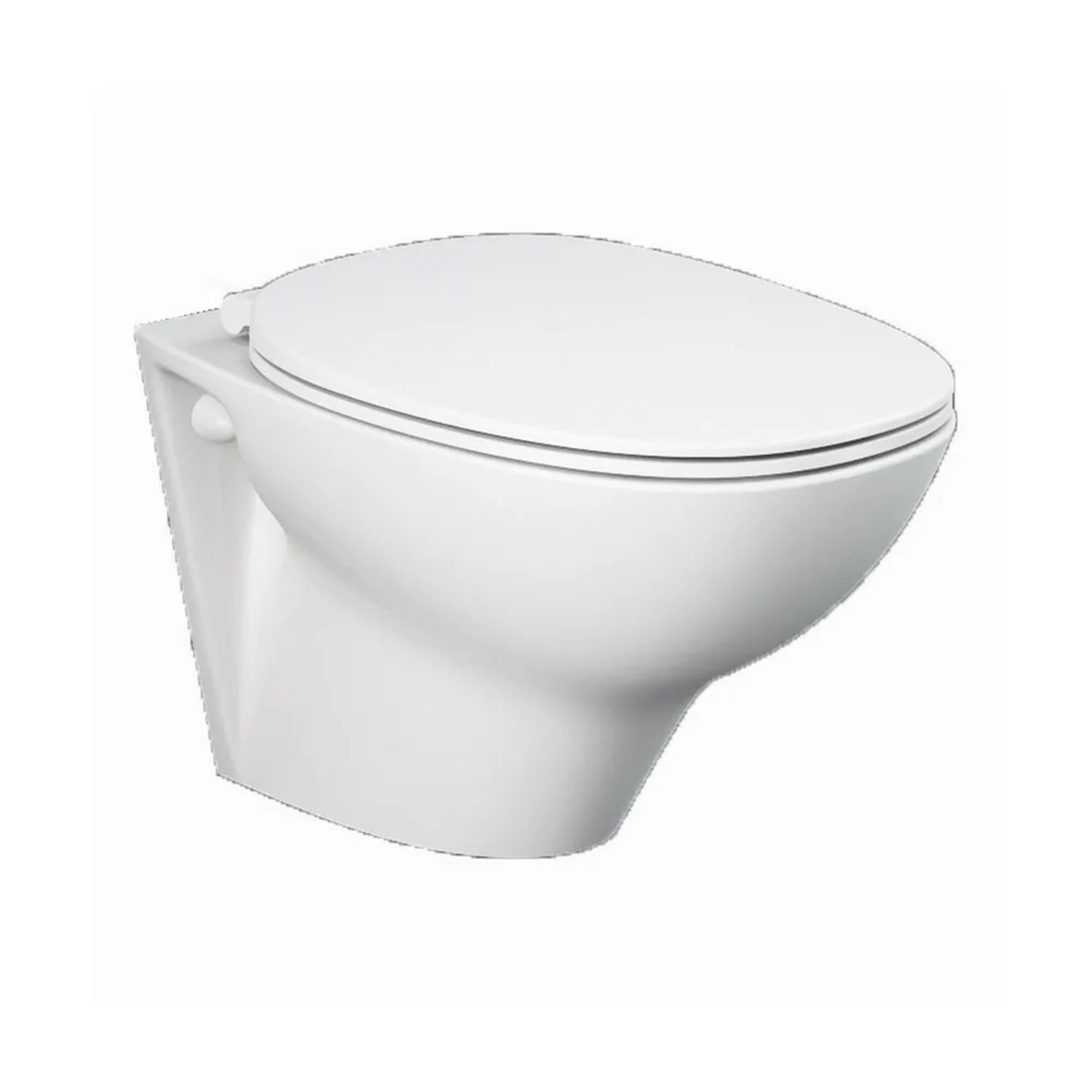 WC sospeso bianco (t.b.t.) con coperchio chiuso.