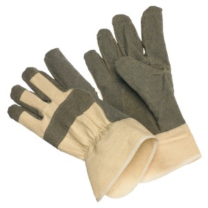 Guanti da lavoro taglia 10 in cotone con polsino in tela e rivestimento in vinile.