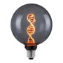 Lampadina LED E27 decorativa con vetro grigio e filamento DNA.