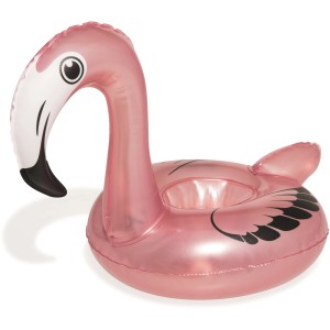 Portabicchieri gonfiabile a forma di fenicottero, rosa. Ideale per piscina e giardino.