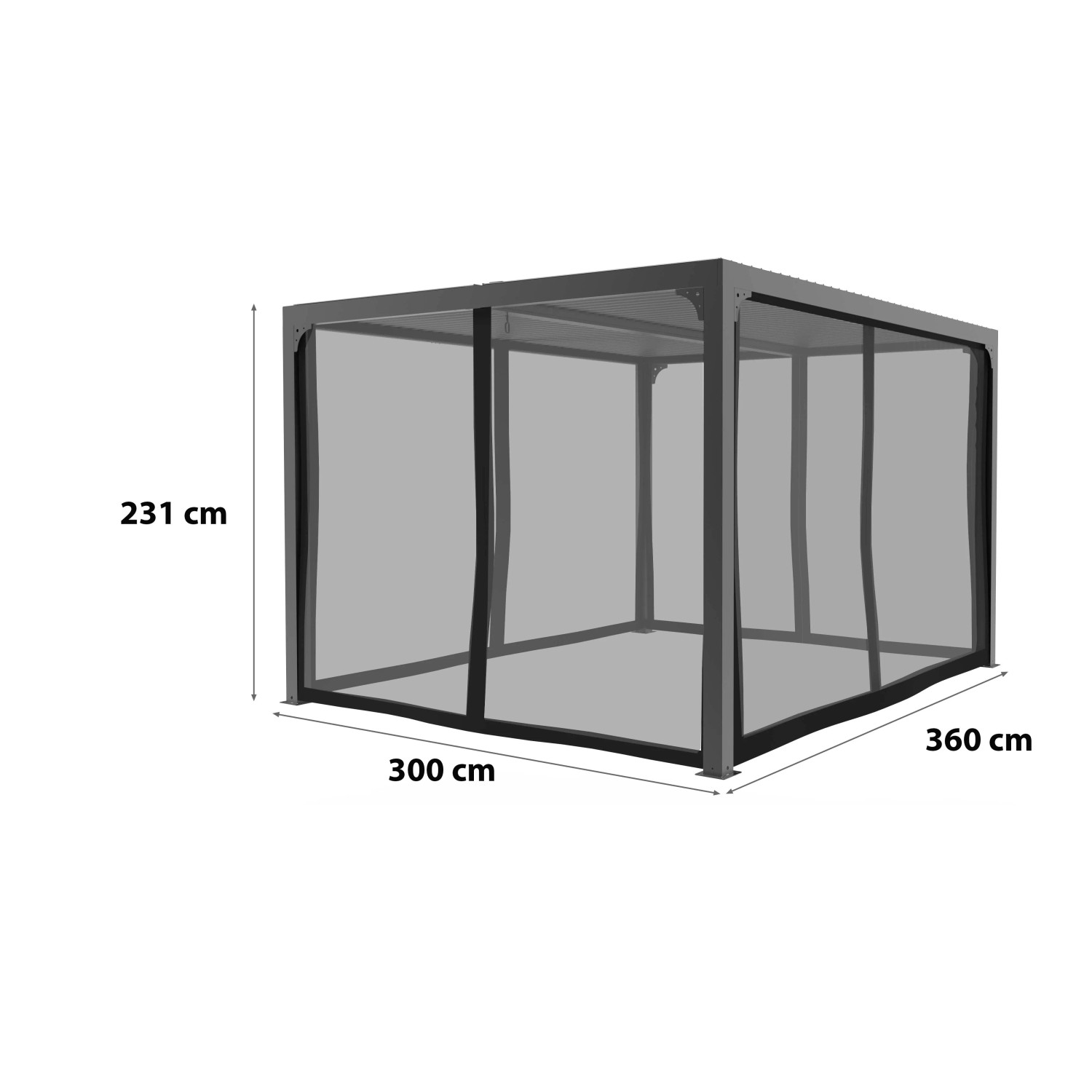 Tenda zanzariera per pergola bioclimatica 3630 antracite H231xL300xP360 cm_3