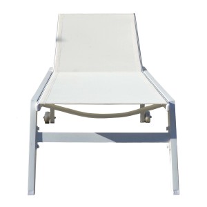 Lettino prendisole t.b.t. bianco in metallo e tessuto per giardino o terrazza.