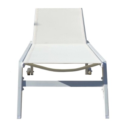 Lettino prendisole in alluminio e textilene bianco