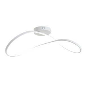 Plafoniera LED moderna t.b.t. bianca con design curvo per un'illuminazione elegante.
