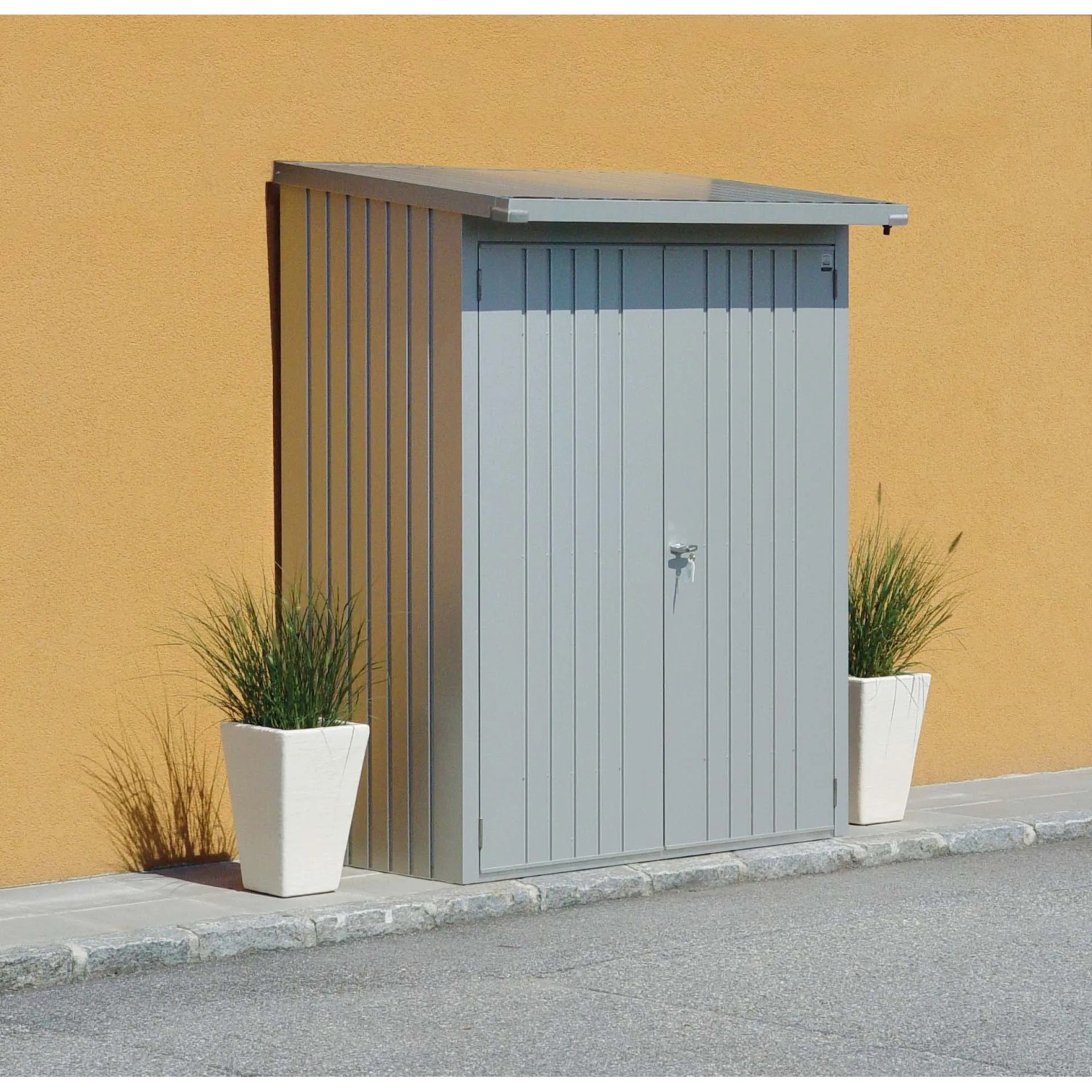 Biohort WoodStock 150, argento metallizzato, legnaia/armadio attrezzi in acciaio.