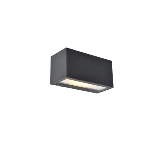 Moderna applique solare grigia. Forma rettangolare con luce integrata.