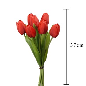 Mazzo di tulipani artificiali rossi, alto 37 cm, fiori artificiali decorativi per la casa.