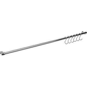 Barra portautensili Lonardo cromata con 6 ganci per cucina.