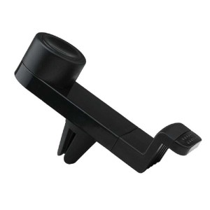 Supporto per telefono nero per bocchette auto, accessorio interno auto.