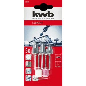 Set di mini punte abrasive KWB, 5 pezzi, per mini utensili, varie forme.