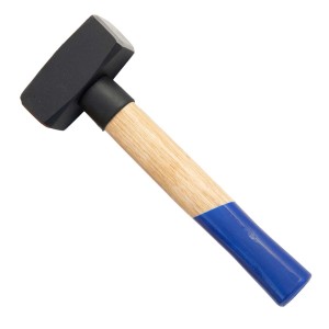 Martello Martelli con manico in legno e accento blu.
