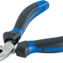 Pinza a becco LUX, piegata, 120 mm, con impugnatura 2K blu e nera per lavori di precisione.