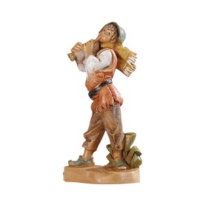 Statuetta in legno di pastore con flauto per presepe, categoria Presepe.