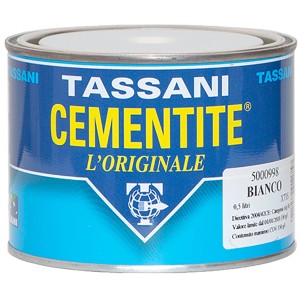Barattolo di fondo per smalti Tassani Cementite, bianco, 0.5 litri.