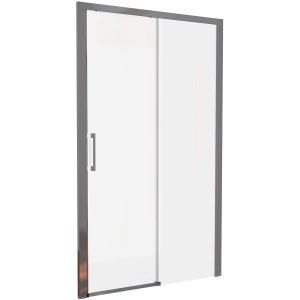 Box doccia t.b.t. con porta scorrevole e telaio grigio.