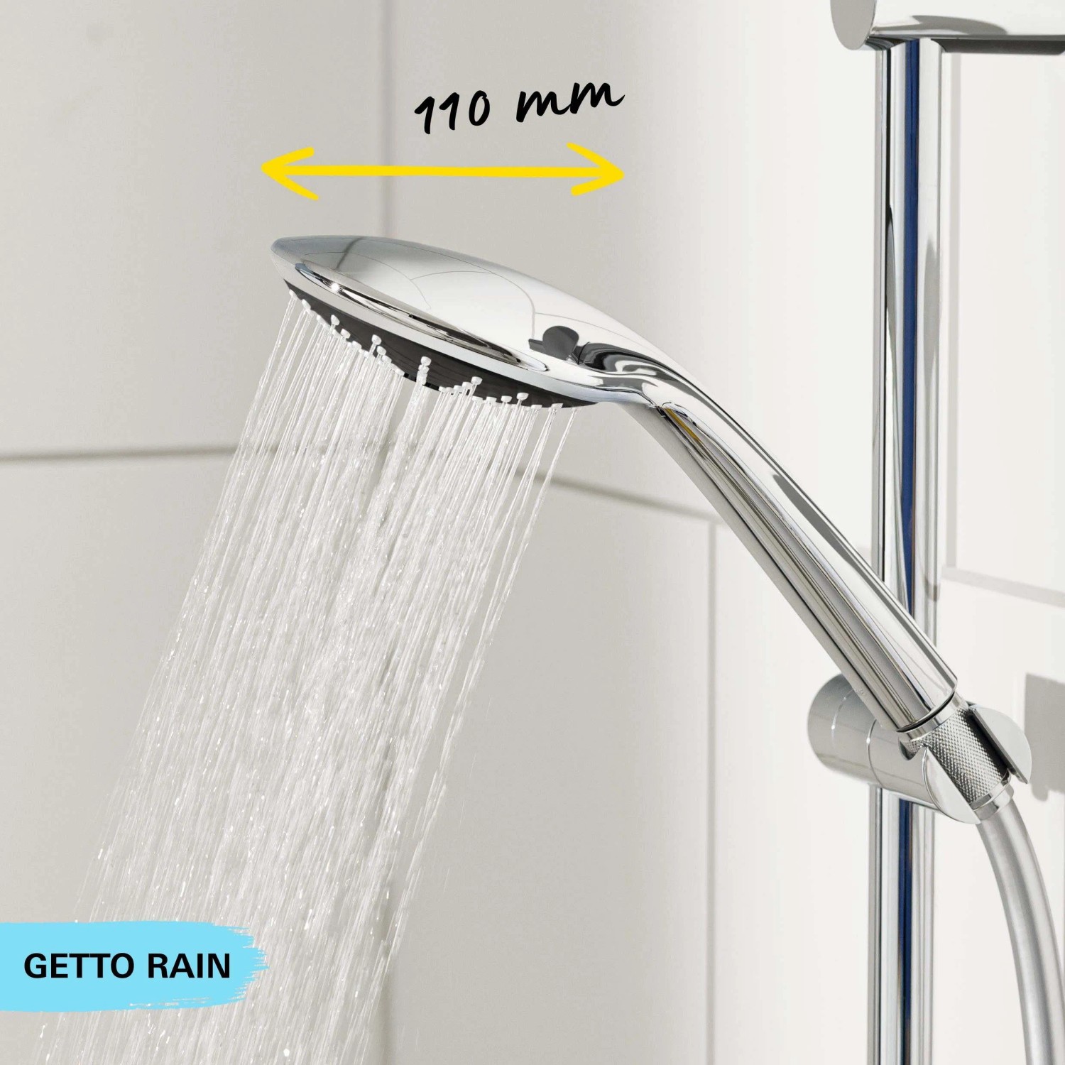 Grohe QuickFix Vitalio Joy 110 Mono set asta doccia con doccetta in funzione.