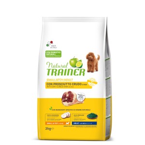 Natural Trainer cibo secco per cani di piccola taglia e cuccioli con prosciutto e riso, 2kg.