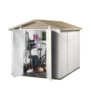Casetta da giardino in PVC Tuscany 240 sp 20 mm bianco/tortora 229x262x220 cm