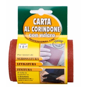 Rotolo di carta vetrata con velcro, grana 100, per legno, vernice e metallo.
