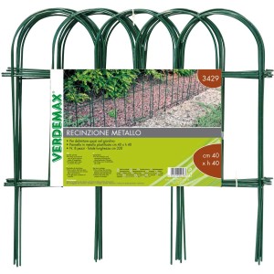 Elementi per recinzione da giardino in metallo verde, 8 pezzi, per bordure o decorazioni.