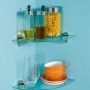 Mensola angolare Villar con vetro, 25x25 cm, aspetto trasparente. Ideale per cucina e bagno.